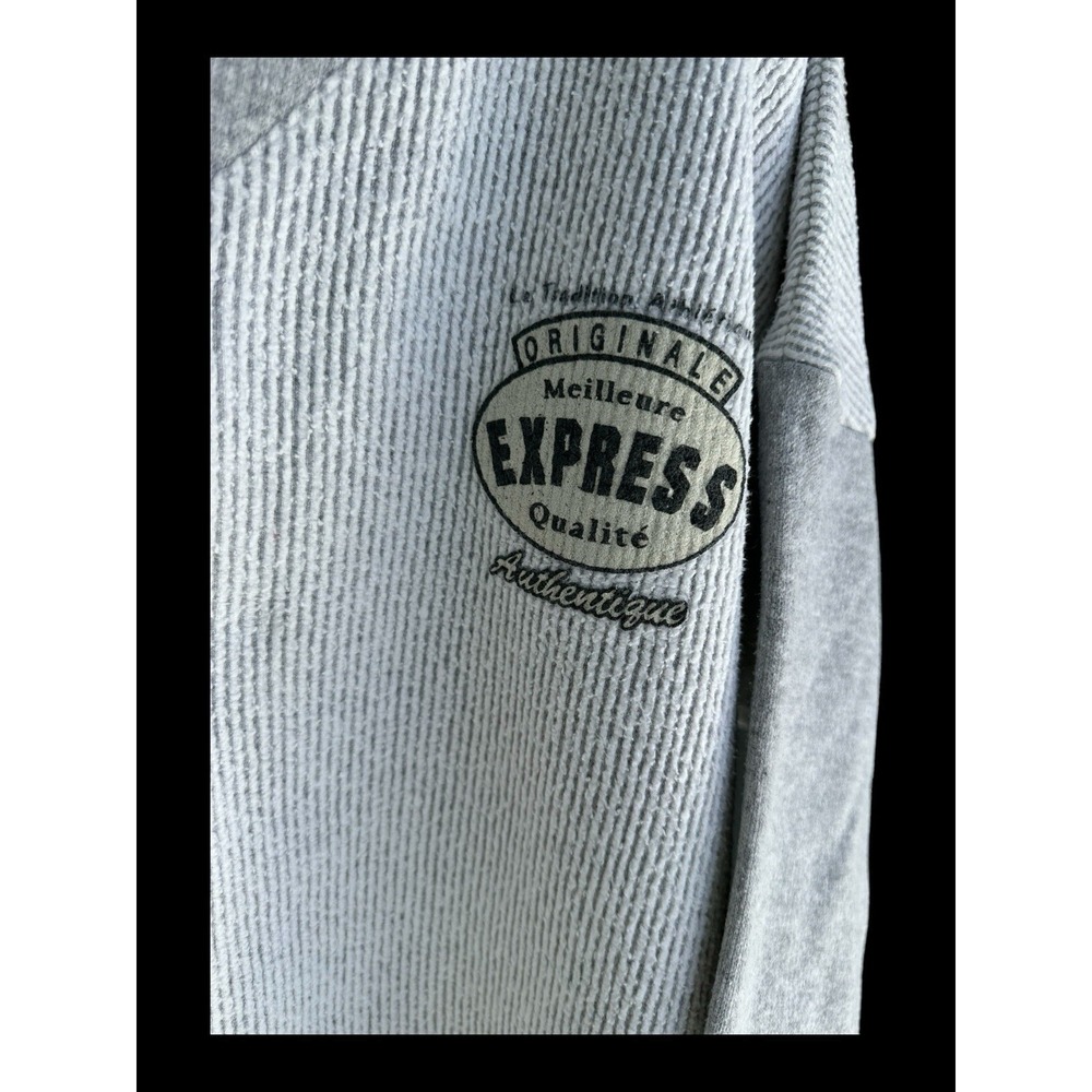 Vintage 90s Express-Tricot Cardigan Sweatshirt Womens Medium Grey Cropped Y2K - Picture 4 of 9